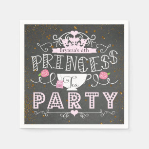 Serviettes Jetables FÊTE DE THÉ DE PRINCESSE Tableau Noir Fête