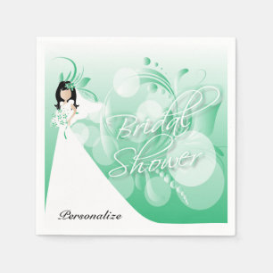 Serviettes Jetables Fête des mariées en vert et blanc