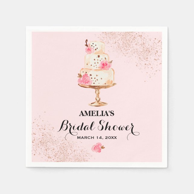 Serviettes Jetables Fête des mariées rose Gold Cake Tea Party (Devant)