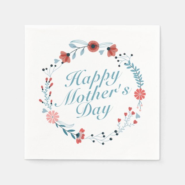 Serviettes Jetables Fête des Mères simple Joyeuse Fleur Wreath Napkin (Devant)
