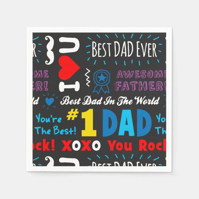 Serviettes Jetables Fête des pères Meilleur papa dit (Devant)