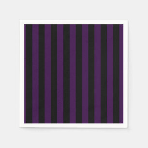 Serviettes Jetables Fête d'Halloween aux rayures violettes et noires