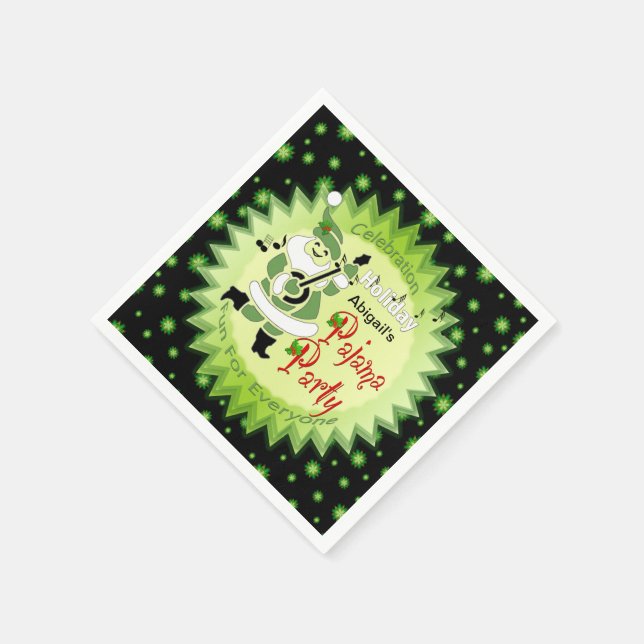 Serviettes Jetables Fête du Pyjama - Elfe et étoiles de Père Noël (Coin)