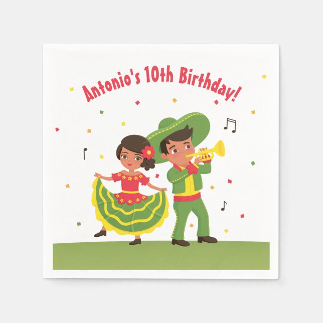 Serviettes Jetables Fête hispanique mexicaine Anniversaire de enfant P (Devant)