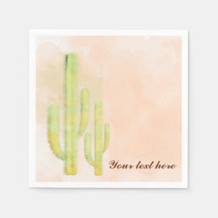 Serviettes Jetables Fête simple de cactus d'aquarelle Sud-Ouest