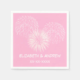 Serviettes Jetables Feu d'artifice, Coton Candy Pink BG, Nom Monogramm