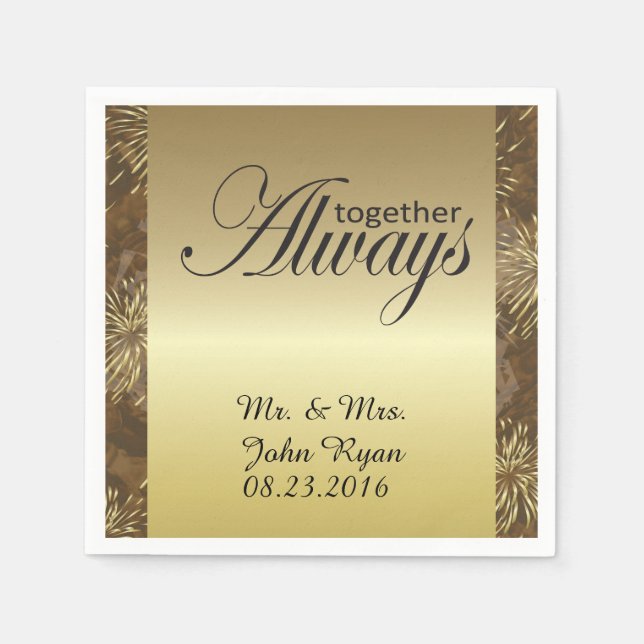 Serviettes Jetables Feu d'Mariage d'or (Devant)