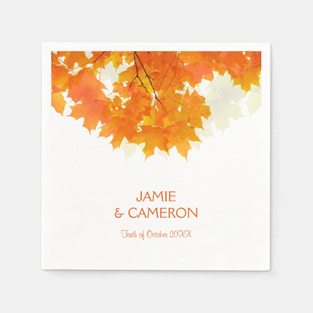 Serviettes Jetables Feuille d'automne Maple Mariage Mariage (Devant)