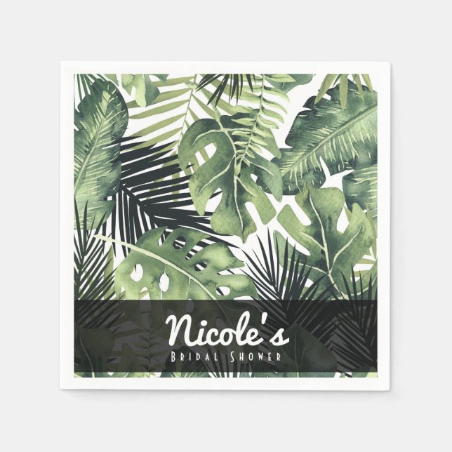 Serviettes Jetables Feuille vert Botanique Tropical Plante Mariage (Devant)