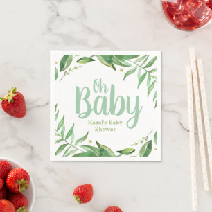 Serviettes Jetables Feuilles Boho Baby shower personnalisé