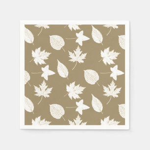 Serviettes Jetables Feuilles d'automne - beige taupe blanc