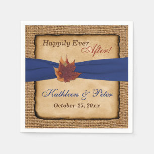 Serviettes Jetables Feuilles d'automne, FAUX Burlap Mariage Napkins 7