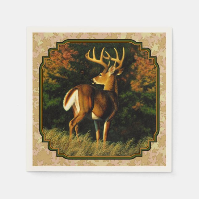 Serviettes Jetables Feuilles d'automne Whitetail Buck (Devant)
