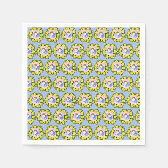 Serviettes Jetables Fille dans un Bonnet victorien (Devant)