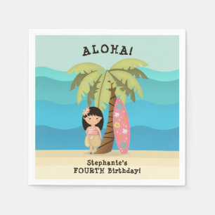 Serviettes Jetables Fille de surfer hawaïenne