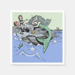 Serviettes Jetables Fille sirène Été Plage Amitié Fantaisiste