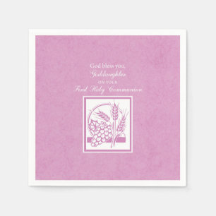 Serviettes Jetables Filleule Première Communion, Rose