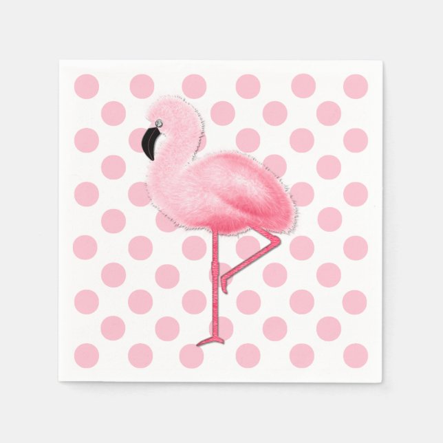 Serviettes Jetables Flamant rose rose et serviettes Polka Dot (Devant)
