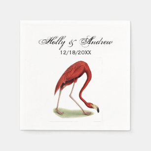 Serviettes Jetables Flamant Rose Vintage #1