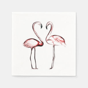 Serviettes Jetables Flamants Roses Rose de Pêche Flamant Chic Piscine