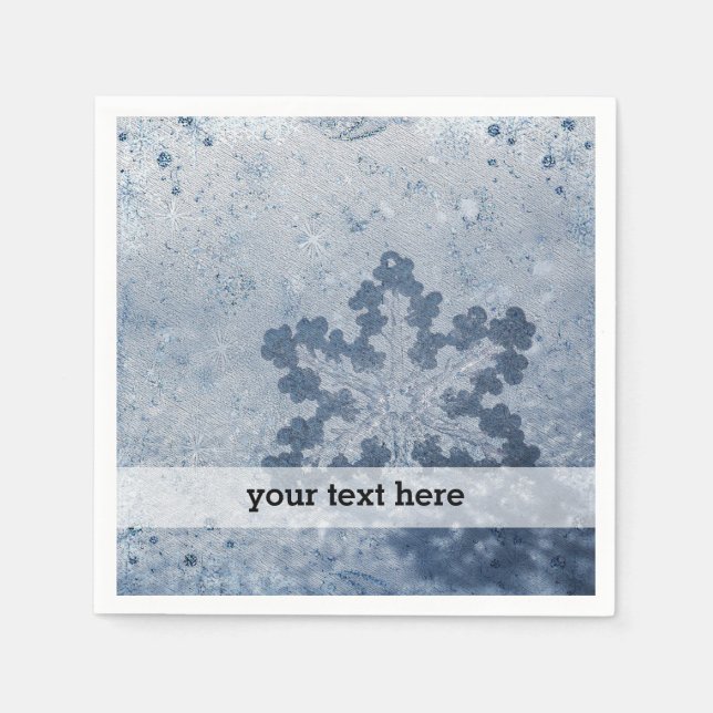 Serviettes Jetables Flamme de neige bleu argenté (Devant)