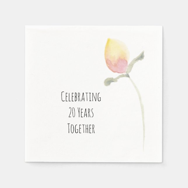 Serviettes Jetables Fleur d'aquarelle jaune citron (Devant)