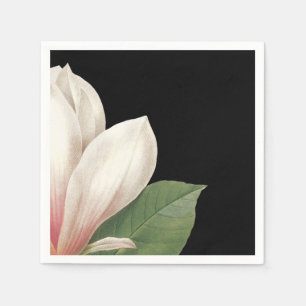 Serviettes Jetables Fleur de Magnolia du Sud   Blanc rose noir