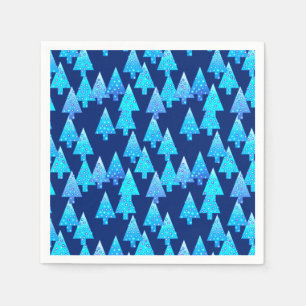 Serviettes Jetables Fleur moderne arbres de Noël - bleu cobalt
