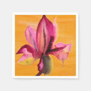 Serviettes Jetables Fleur orange pour aquarelle d'art de bruit