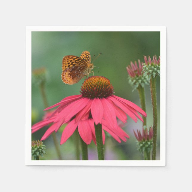 Serviettes Jetables Fleur papillon (Devant)