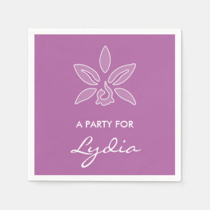 Serviettes Jetables Fleur pourpre audacieuse simple d'orchidée