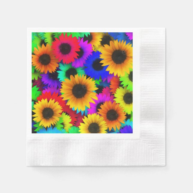Serviettes Jetables Fleur psychédélique vive enfant Motif hippie (Devant)