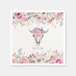 Serviettes Jetables Fleurs & Crâne de Vache Fête Glamour Campagnarde R