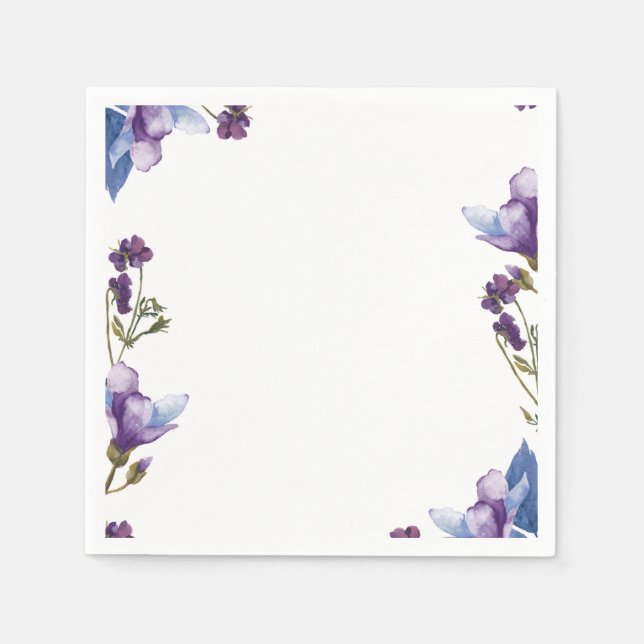 Serviettes Jetables Fleurs de printemps délicates florale violette (Devant)