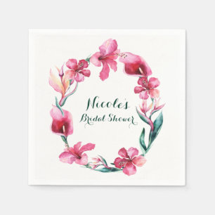 Serviettes Jetables Fleurs Hawaïennes Tropicales Élégante Fête de Mari