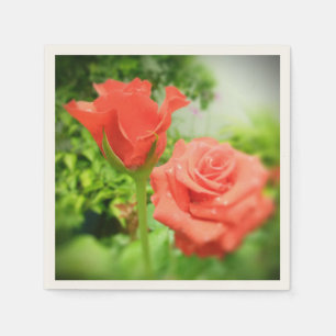 Serviettes Jetables Fleurs Roses romantiques