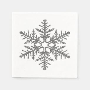 Serviettes Jetables Flocon de neige argenté de parties scintillantes