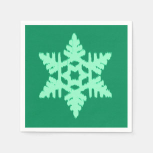 Serviettes Jetables Flocon de neige Ikat - Vert pin et menthe
