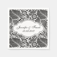 Floral baroque moderne Mariage noir et blanc