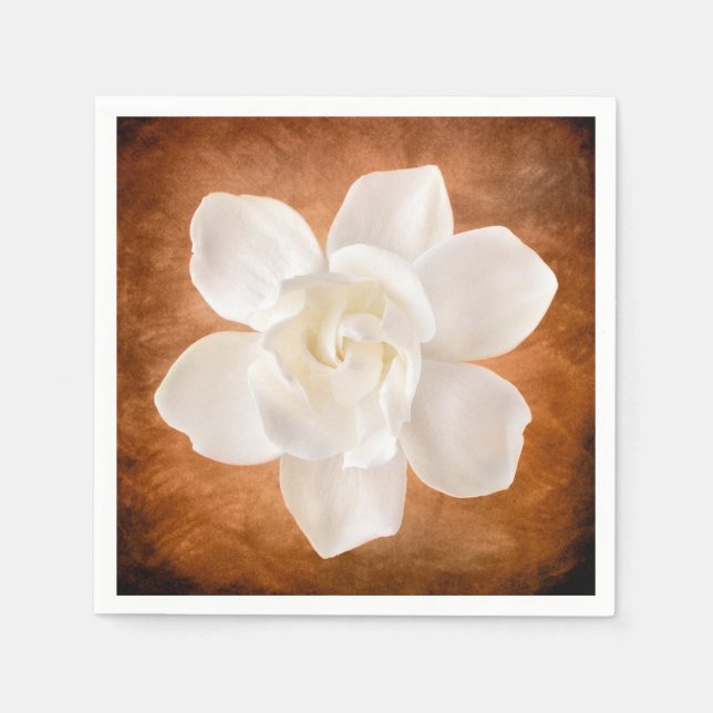 Serviettes Jetables Floral de fleurs de Gardenia blanches (Devant)