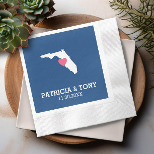 Serviettes Jetables Floride Accueil Amour de l'État avec Coeur optionn