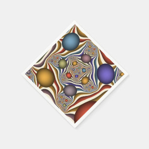 Serviettes Jetables Flying Up, Colorful, Modern, Art Fractal Abstrait
