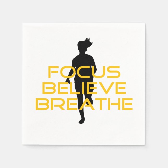 Serviettes Jetables Focus Croire Respirer Jaune Courir Fitness (Devant)