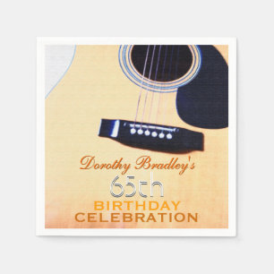 Serviettes Jetables Folk Guitar 65e Anniversaire Papier de célébration