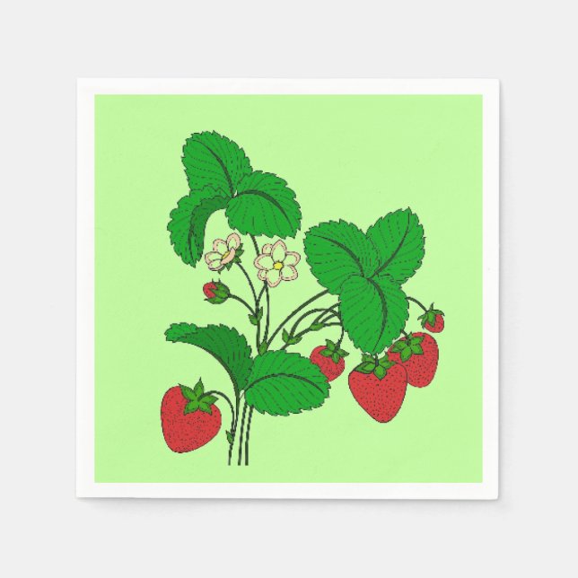 Serviettes Jetables Fraises pour le petit-déjeuner (Devant)