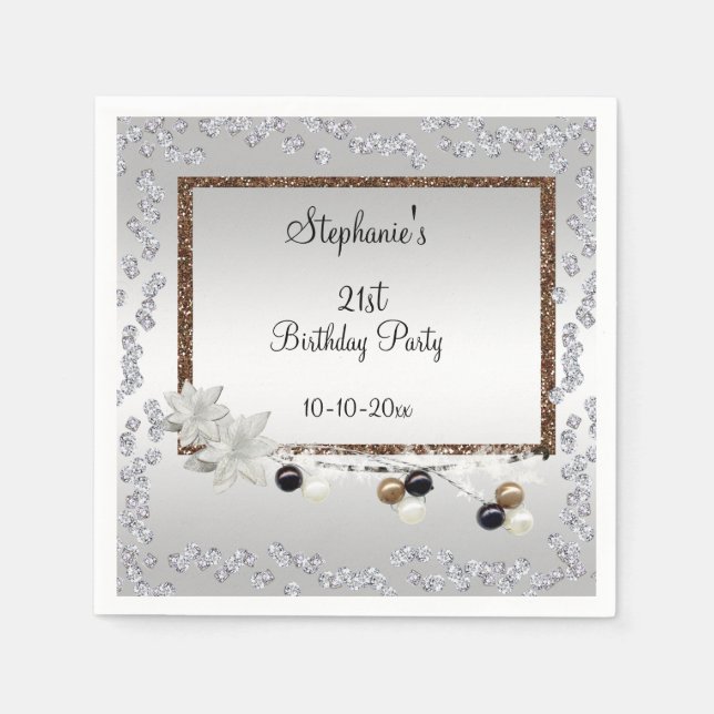 Serviettes Jetables Framed Elegance 21st Birthday Party (Devant)