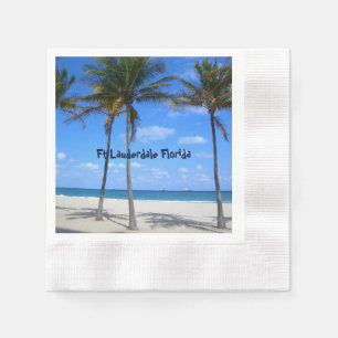 Serviettes Jetables Ft Lauderdale Floride Sand Beach & Palm Trees