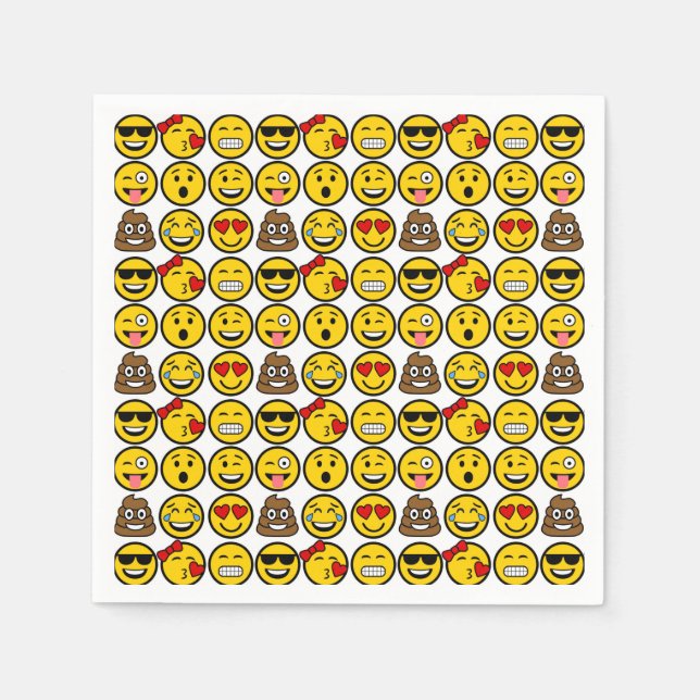 Serviettes Jetables Fun Emoji Motif Emotion Face (Devant)