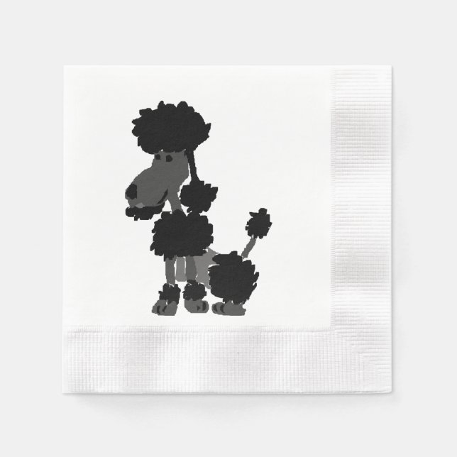 Serviettes Jetables Funny Black Poodle Dog Art (Devant)
