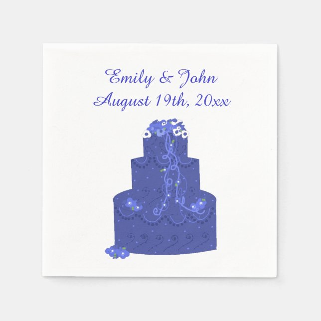 Serviettes Jetables Gâteau royal bleu Mariage (Devant)